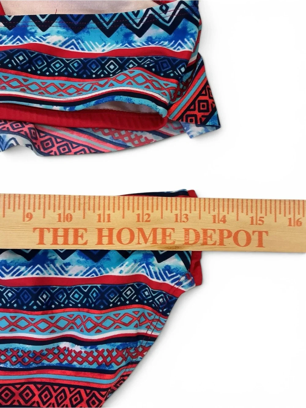 Justice Store Red, Blue & Aqua Patterned Girls Two-Piece Swim Bikini Size 18